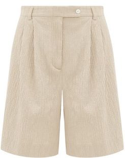 Rocco High-rise Cotton-blend Seersucker Shorts - Womens - Beige