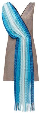 Vintage-scarf Lamé Mini Dress - Womens - Blue Multi