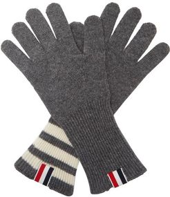 Tricolor Striped-cuff Gloves - Mens - Grey