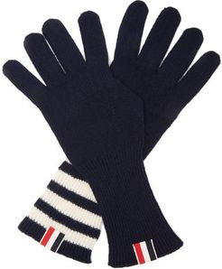Tri-colour Striped-cuff Gloves - Mens - Navy