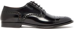 Brogued-leather Derby Shoes - Mens - Black