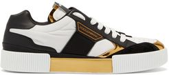 Miami Metallic Panelled Leather Trainers - Mens - White Multi