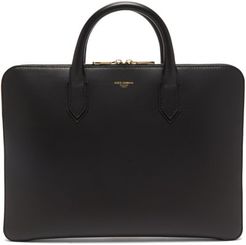 Foiled-logo Leather Briefcase - Mens - Black