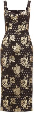 Juditella Darted Floral-brocade Midi Pencil Dress - Womens - Black Gold