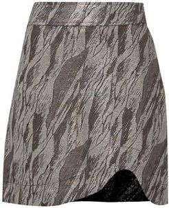 High-rise Curved-hem Jacquard Mini Skirt - Womens - Silver