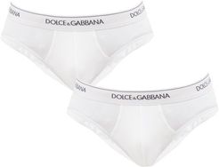 Pack Of Two Logo-jacquard Cotton-blend Briefs - Mens - White