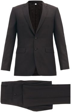Single-breasted Wool-blend Crépe Suit - Mens - Black