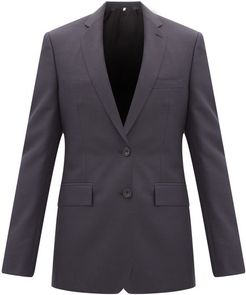 Single-breasted Wool-blend Crepe Suit - Mens - Navy
