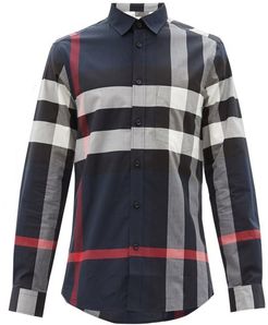 Somerton Nova-check Cotton-blend Poplin Shirt - Mens - Navy Multi