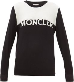 Logo-intarsia Wool-blend Sweater - Womens - Black White