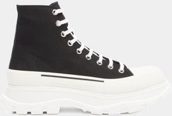 Tread Slick High-top Chunky-sole Canvas Trainers - Mens - Black White