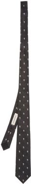 Skull And Polka-dot Silk Jacquard Tie - Mens - Black Multi