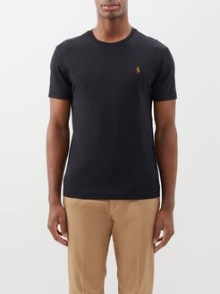 Custom Slim-fit Logo-embroidered Cotton T-shirt - Mens - Black