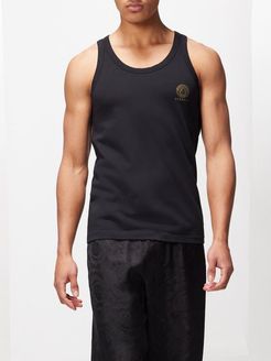 Medusa-print Cotton-blend Vest - Mens - Black