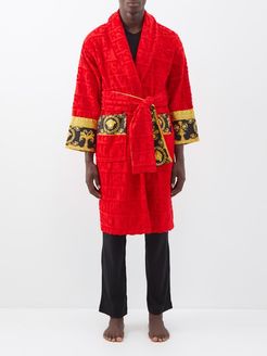 I Love Baroque Logo-jacquard Cotton Bathrobe - Mens - Red