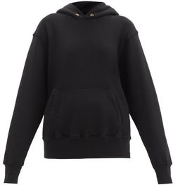 Brushed-back Cotton Hooded Sweatshirt - Womens - Black