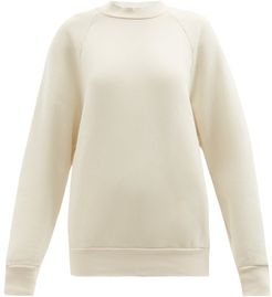 High-neck Brushed-back Cotton Sweatshirt - Womens - Ivory
