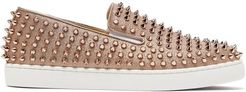 Roller-boat Spike-embellished Glittered Trainers - Womens - Gold