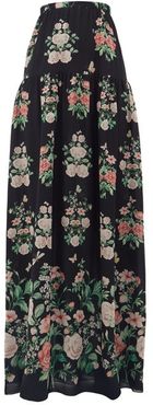 Floral-print Chiffon Maxi Skirt - Womens - Black Multi