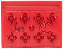 Kios Studded Leather Cardholder - Womens - Red