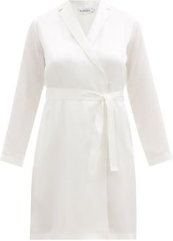 Belted Short Silk Robe - Womens - Ivory