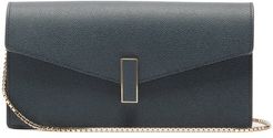 Iside Grained Leather Clutch - Womens - Navy