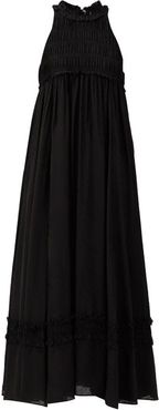 Valley Ruffled Check-jacquard Midi Dress - Womens - Black