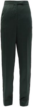 Metta Skinny-leg Side-striped Satin Trousers - Womens - Emerald