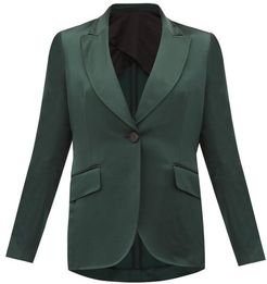 Metta Single-breasted Satin Jacket - Womens - Emerald