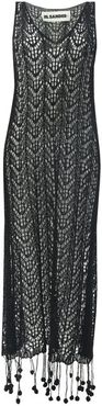 Pompom-hem Crochet-cotton Dress - Womens - Black
