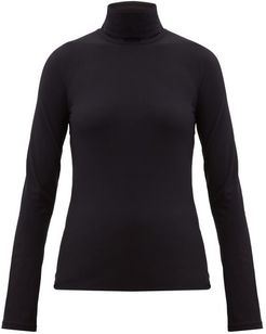 Roll-neck Stretch-jersey Top - Womens - Black