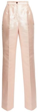 High-rise Wide-leg Silk-mikado Suit Trousers - Womens - Light Pink