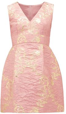 Floral-brocade Mini Dress - Womens - Pink Multi