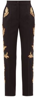 Sequinned Wool-blend Straight-leg Suit Trousers - Womens - Black Multi