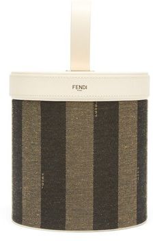 Medium Jacquard-striped Leather Jewellery Box - Brown White