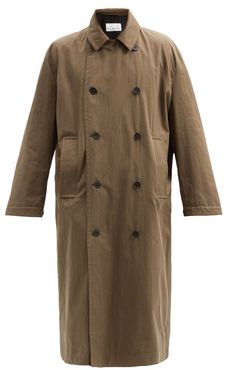 Double-breasted Cotton-blend Coat - Mens - Brown