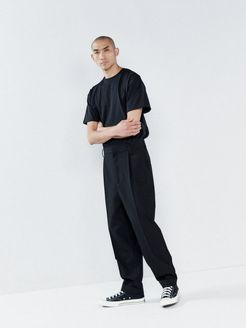Exaggerated Tapered-leg Wool Trousers - Mens - Black