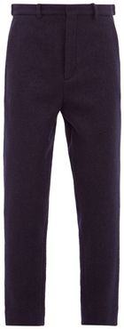 Tapered-leg Boiled Wool Trousers - Mens - Navy