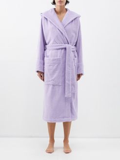 Hooded Cotton-terry Bathrobe - Womens - Purple
