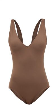 Comporta Plunge-neck Swimsuit - Womens - Brown