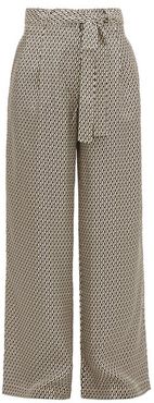 Rivello Crescent-print Silk Wide-leg Trousers - Womens - Cream