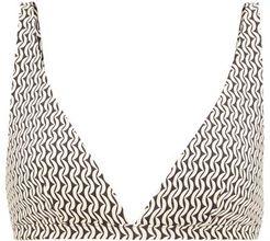 The Cannes Crescent-print Triangle Bikini Top - Womens - Cream