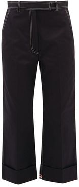 Topstitched Cotton-drill Chinos - Womens - Navy