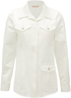 Cuban-collar Cotton Safari Jacket - Womens - Cream