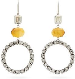 Crystal-embellished Hoop Drop Earrings - Womens - Yellow