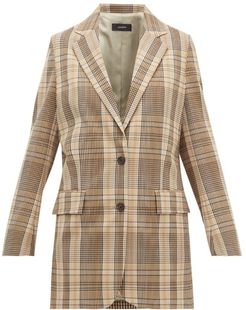 Madras-check Double-breasted Canvas Jacket - Womens - Beige Multi