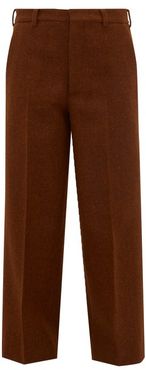 Flood-crop Wool Harris-tweed Tailored Trousers - Womens - Bronze