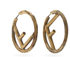 F-logo Large Hoop Earrings - Womens - Gold