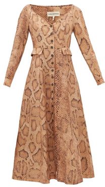 Silvana Snake-print Tencel-blend Shirt Dress - Womens - Cream Print