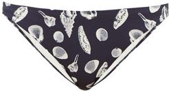 Moss Shells-print Bikini Briefs - Womens - Navy Print
